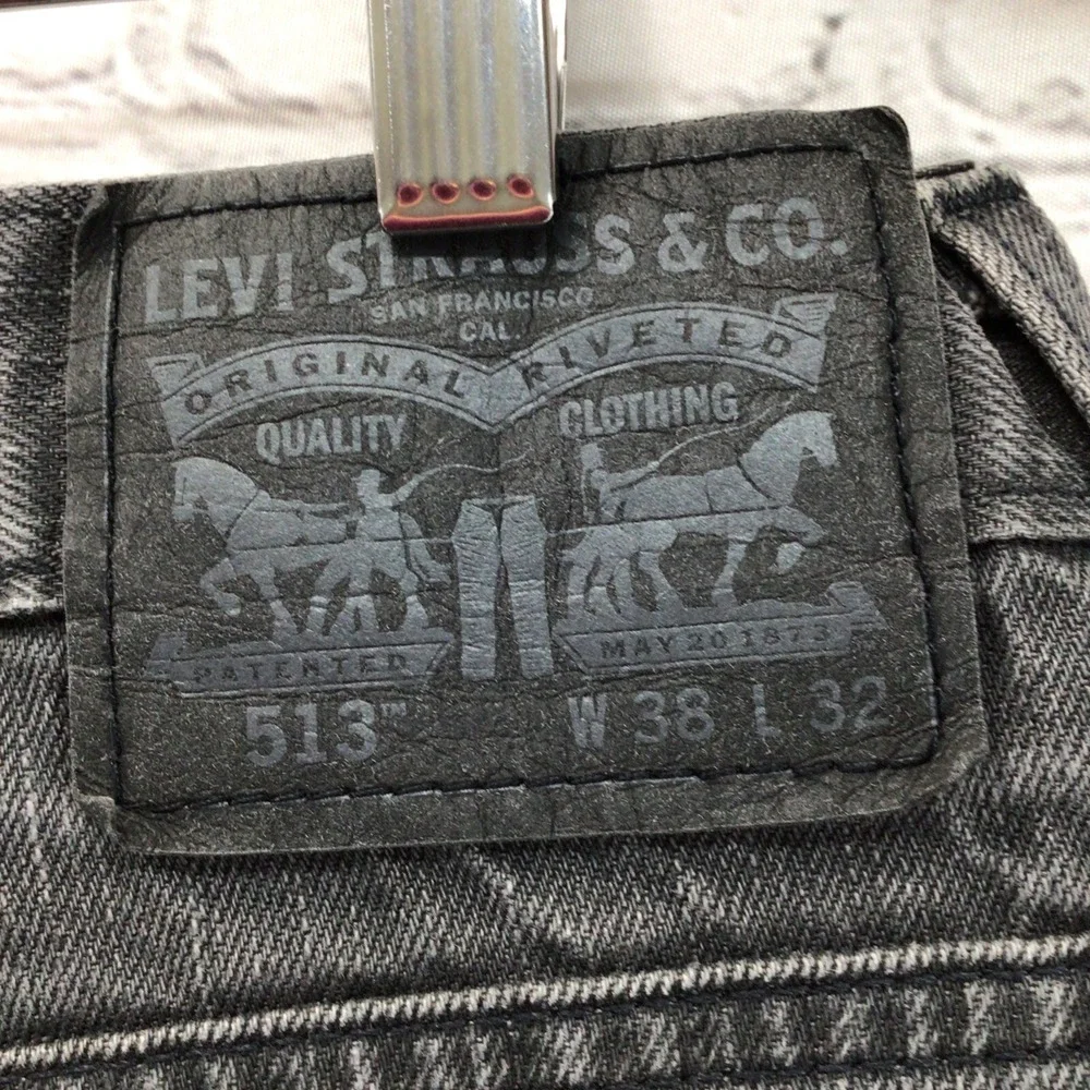 Levis 513 Black Jeans Mens‎ Sz 38X32 Flaws